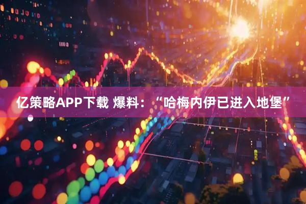 亿策略APP下载 爆料：“哈梅内伊已进入地堡”